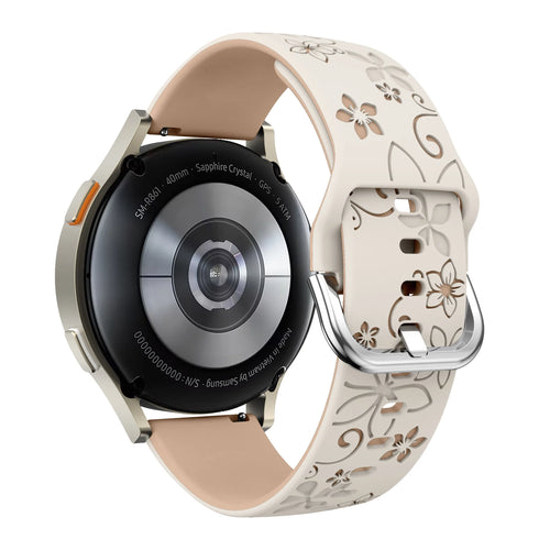 Bracelet silicone à fleurs OnePlus Watch 3 - 43mm (lumière stellaire/beige)
