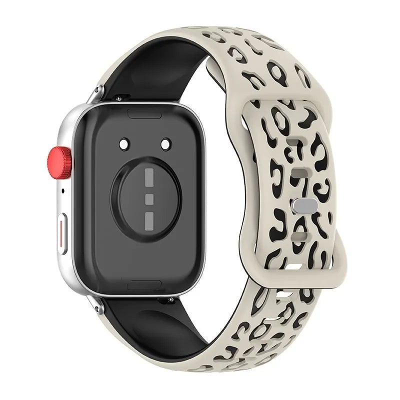 Leopard Pattern Silicone Strap, on a watch, 3/4 rear view