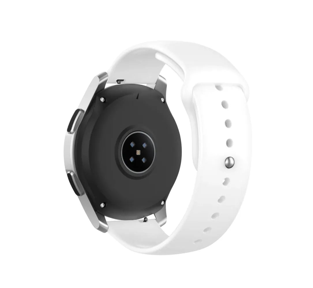 Silicone Glow in the Dark Strap, white, on a watch, 3/4 rear view