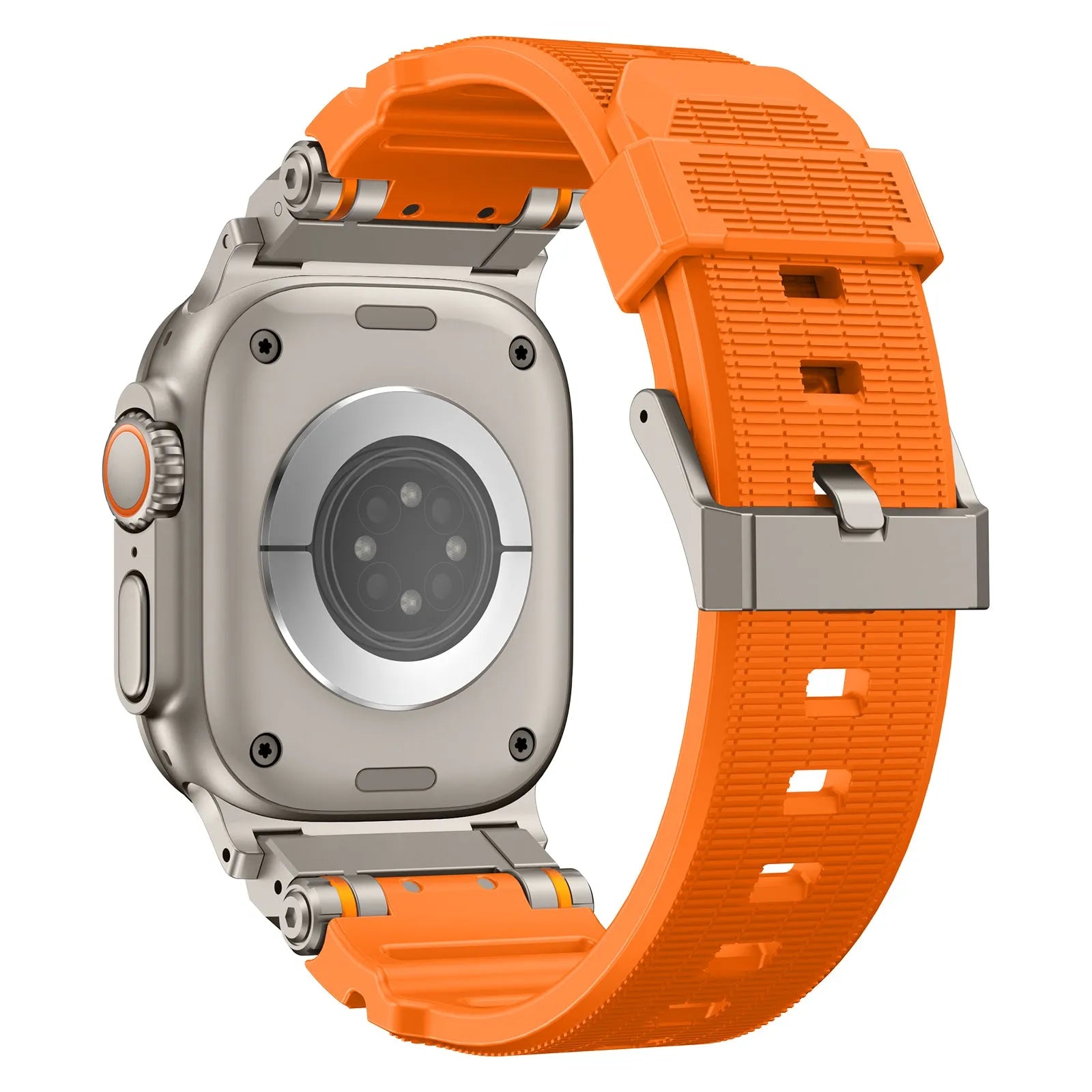 Bracelet silicone 'Adventurer' Apple Watch (orange avec titane)