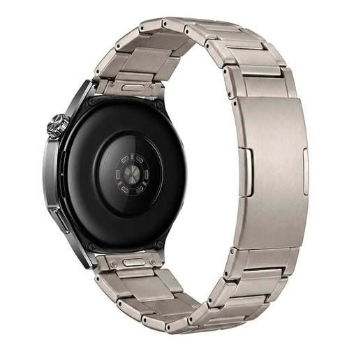 Refined Titanium Strap, on a watch, 3/4 rear view