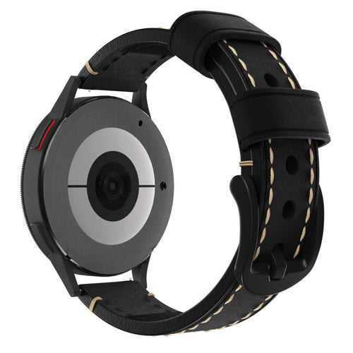 Bracelet cuir authentique Huawei Watch 5 - 42mm (noir)
