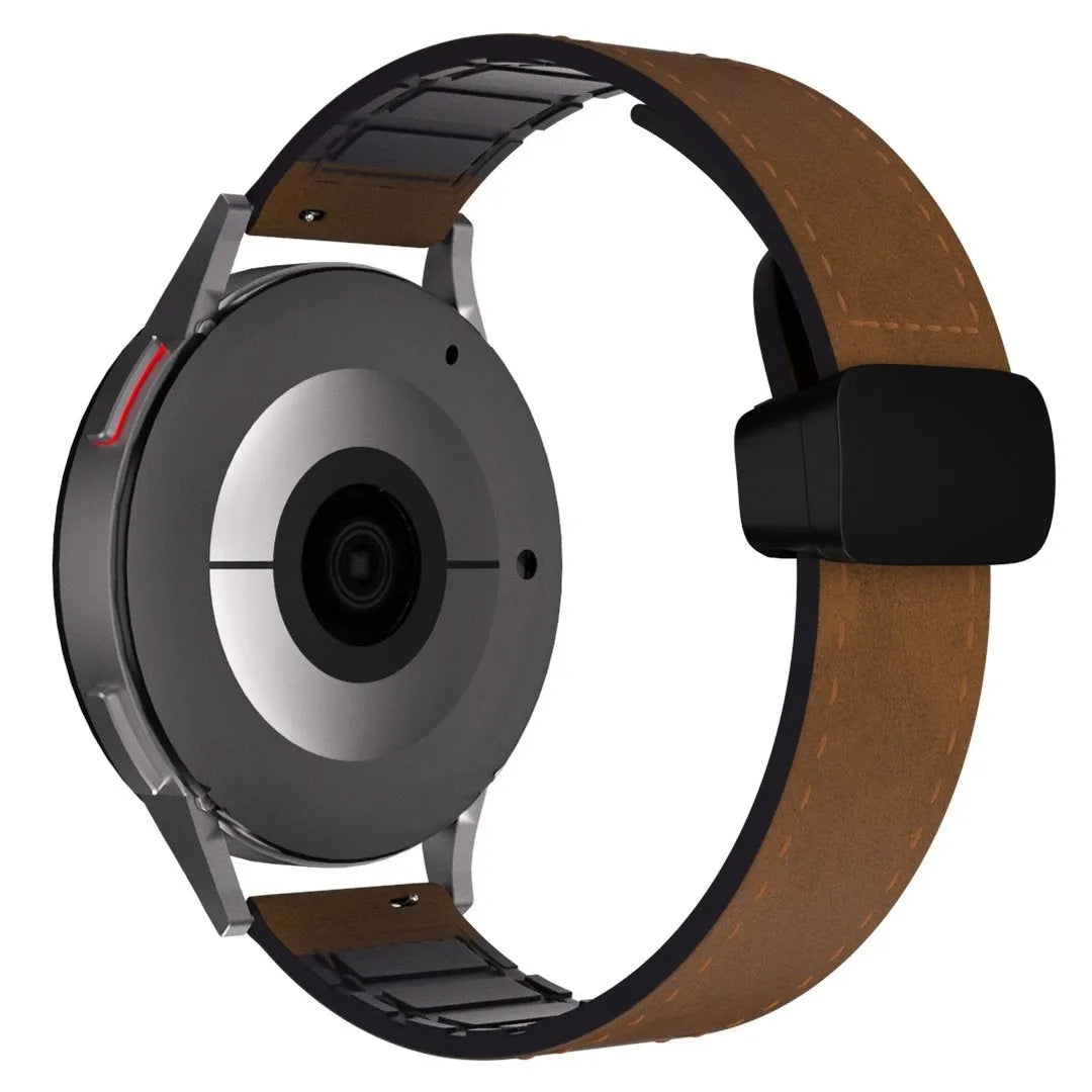 Bracelet en cuir avec boucle-D OnePlus Watch 3 (brun foncé)