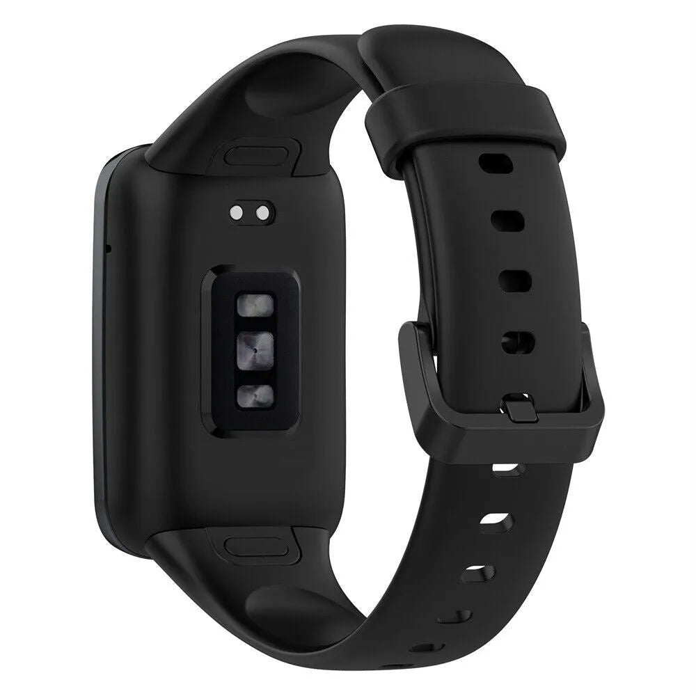 Silicone Strap, black, on a watch, 3/4 rear view