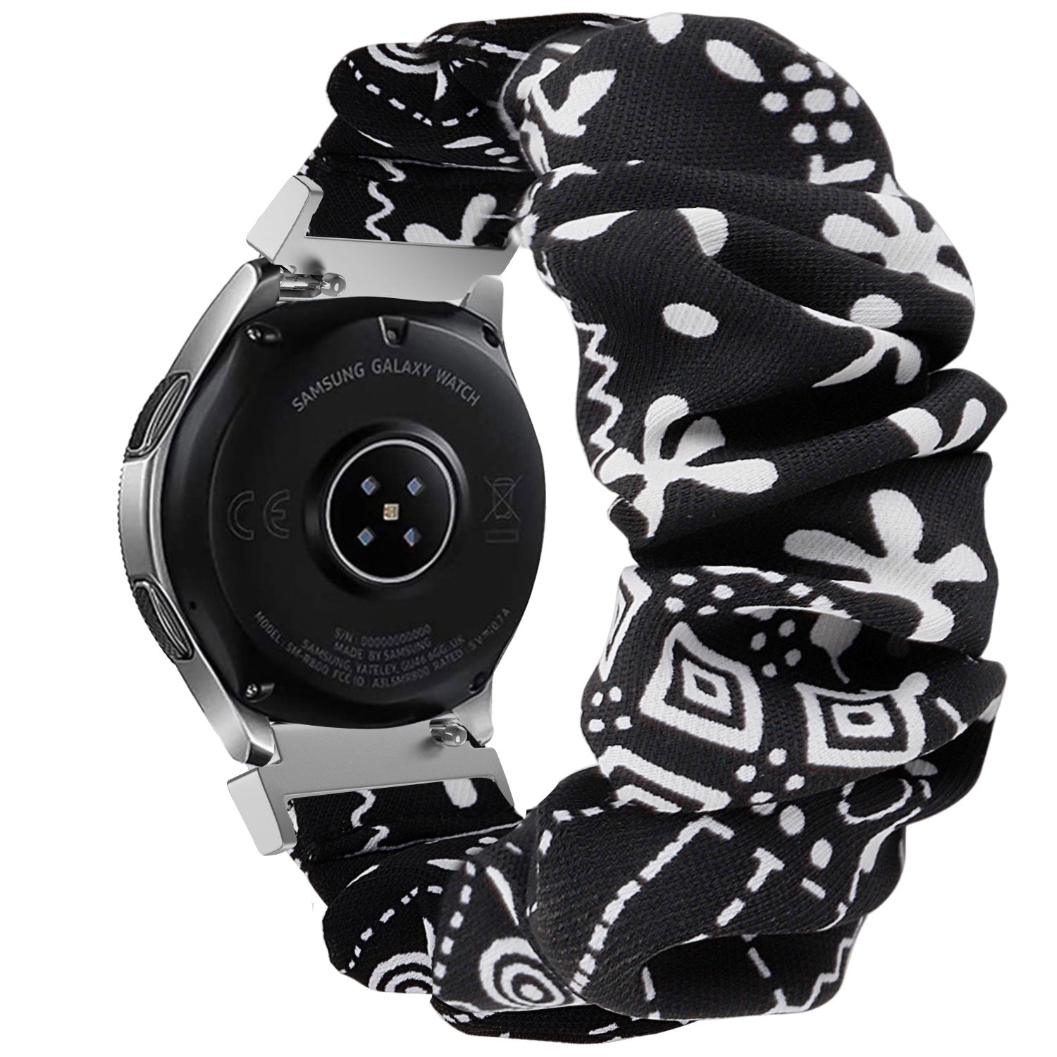 Bracelet chouchou Huawei Watch GT 3 42mm (motifs noir et blanc)