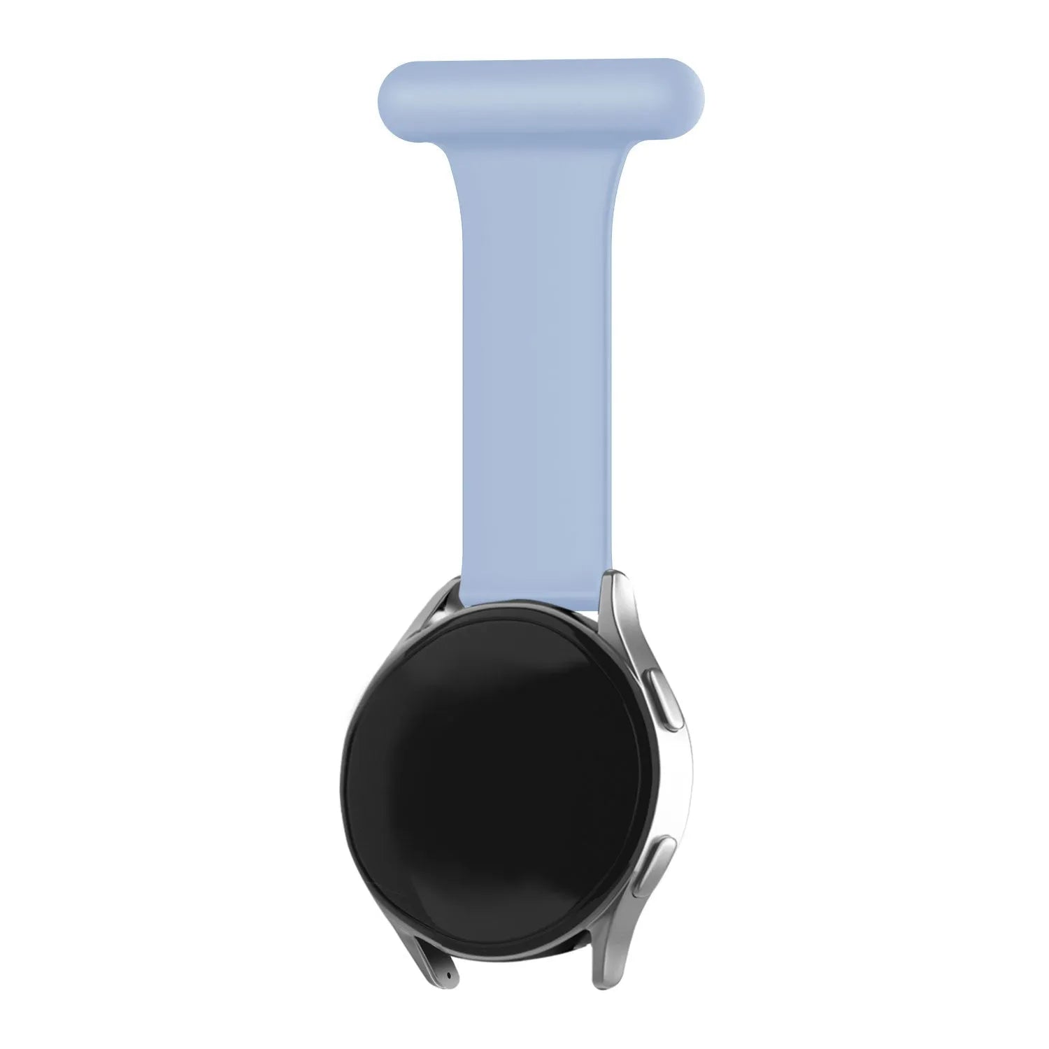 Silicone Nurse Fob, light blue, on a watch, direct front view