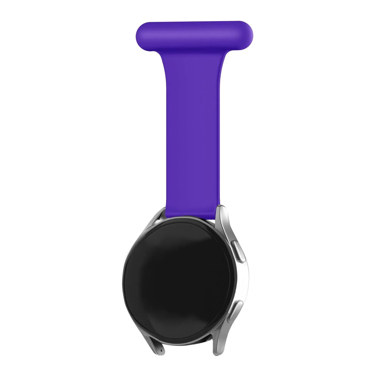 Silicone Nurse Fob, purple, on a watch, direct front view