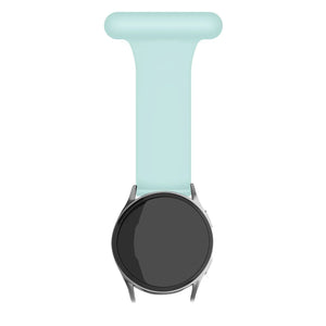 Silicone Nurse Fob, light green, on a watch, direct front view