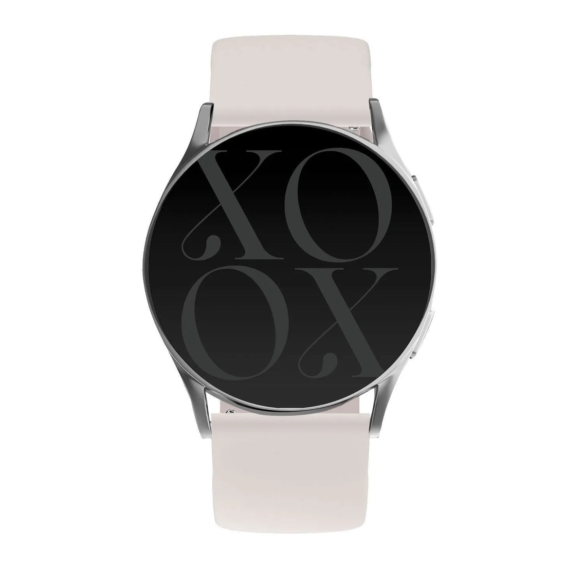 Silicone Strap, beige, on a watch, direct front view