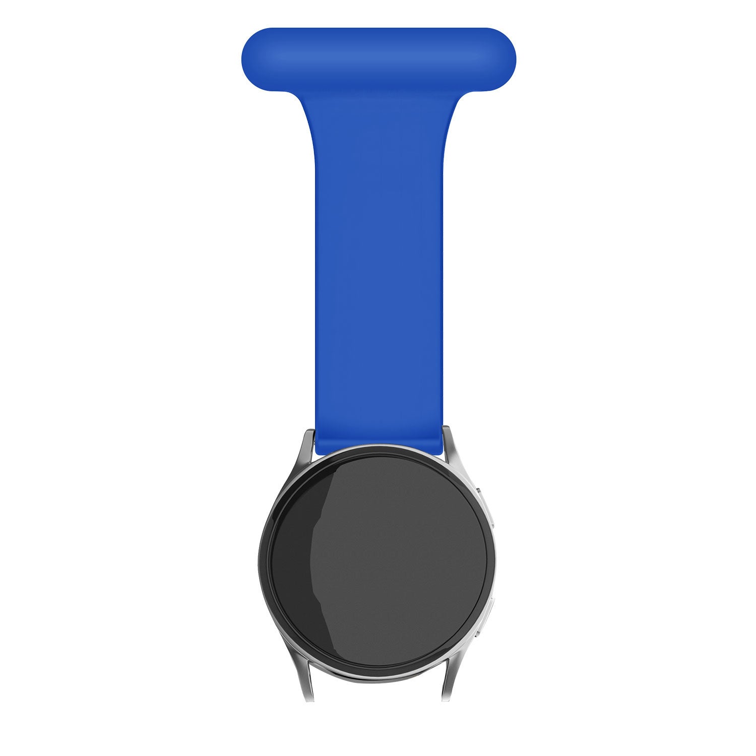 Silicone Nurse Fob, dark blue, on a watch, direct front view