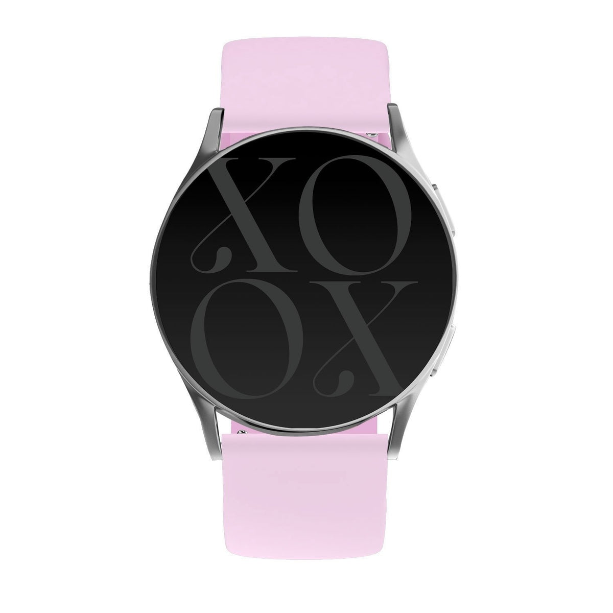 Silicone Strap, bright pink, on a watch, direct front view