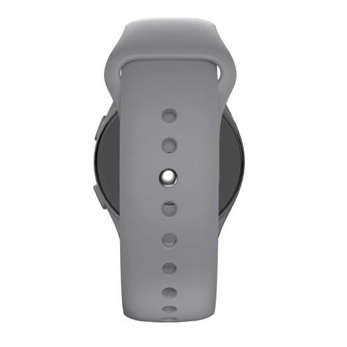 Silicone Sport Strap 'Deluxe', grey, on a watch, direct front view