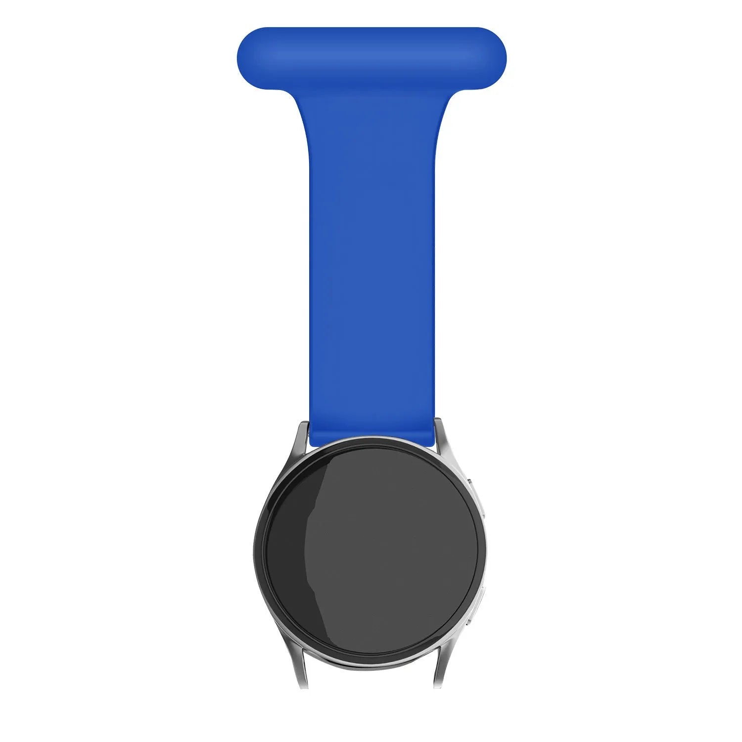 Silicone Nurse Fob, dark blue, on a watch, direct front view
