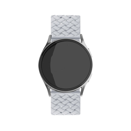 Braided Silicone Strap, grey, on a watch, direct front view