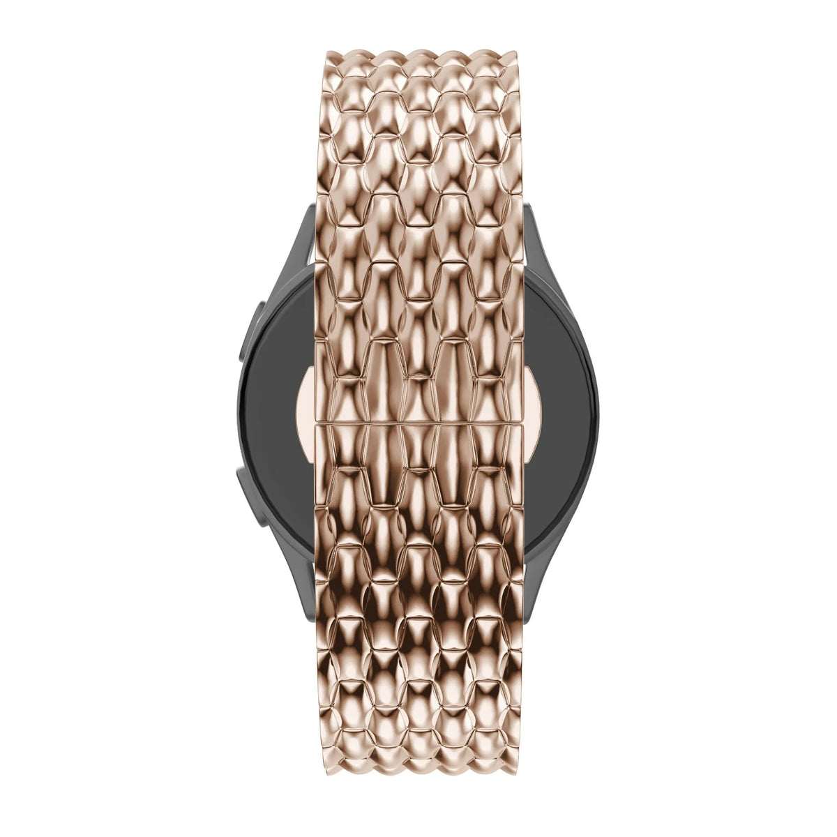 Steel Strap 'Dragon', rose gold, on a watch, direct front view