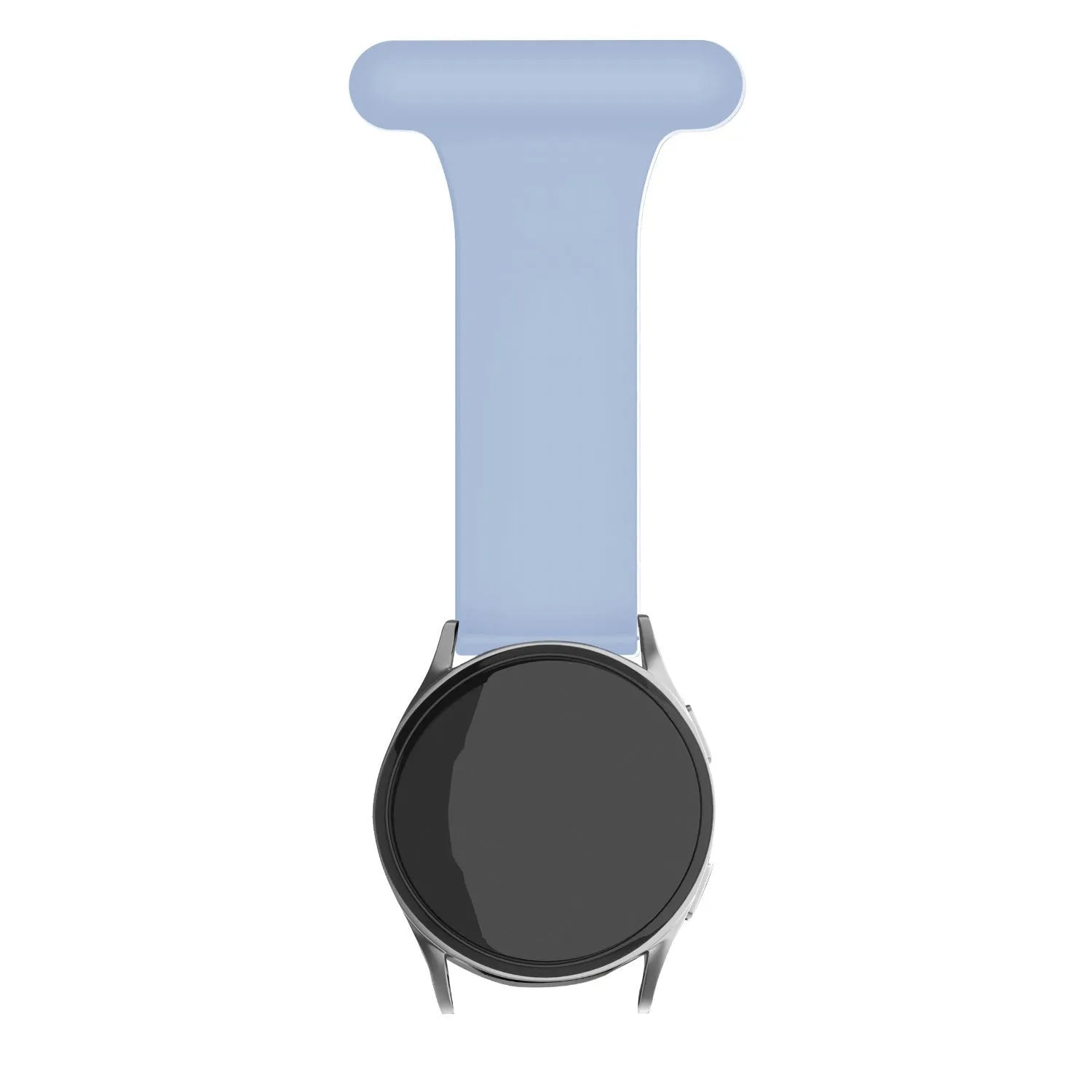 Silicone Nurse Fob, light blue, on a watch, direct front view