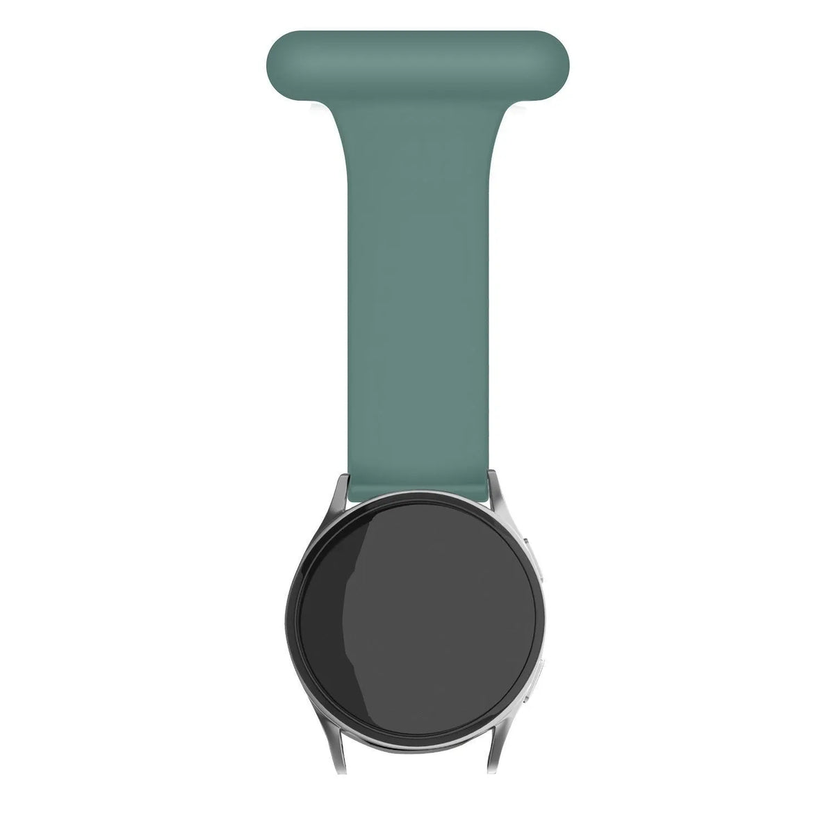 Silicone Nurse Fob, green, on a watch, direct front view