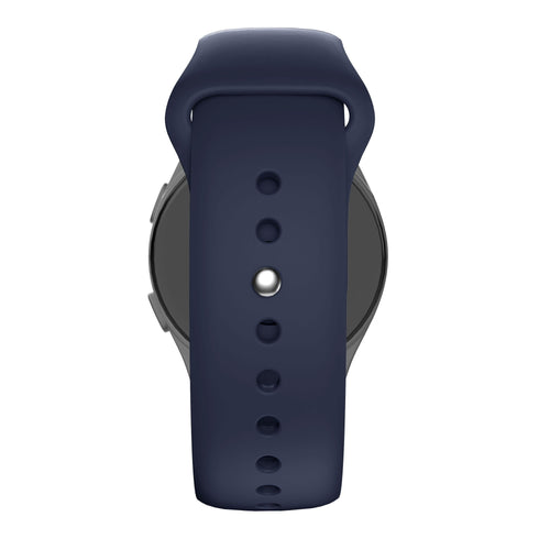 Silicone Sport Strap 'Deluxe', dark blue, on a watch, direct front view