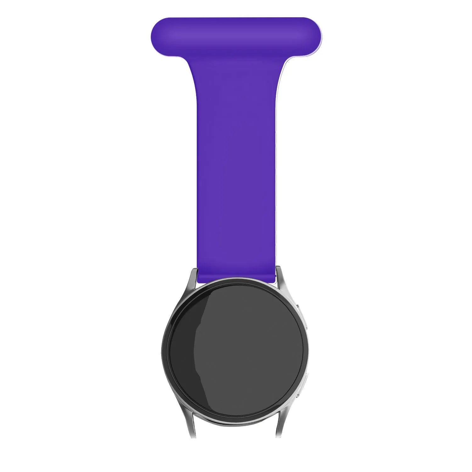 Silicone Nurse Fob, purple, on a watch, direct front view