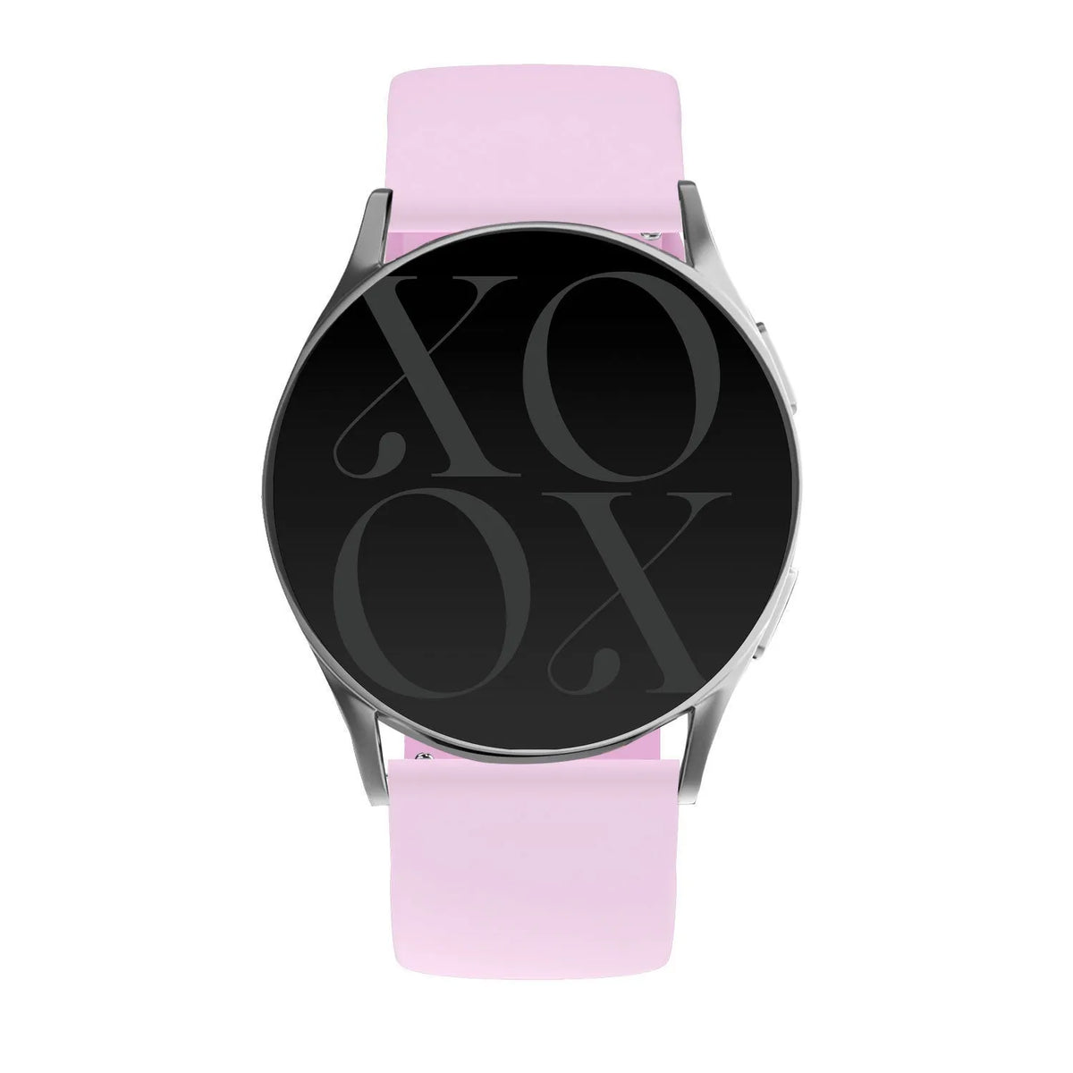 Silicone Strap, bright pink, on a watch, direct front view
