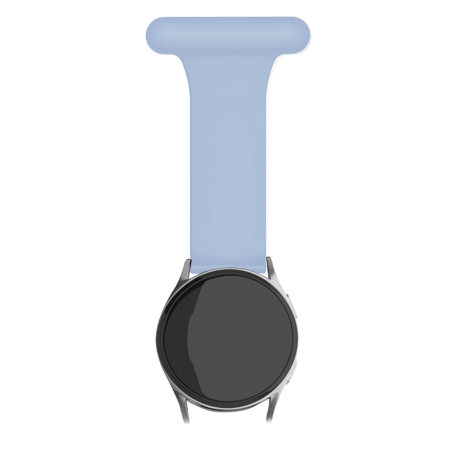 Silicone Nurse Fob, light blue, on a watch, direct front view