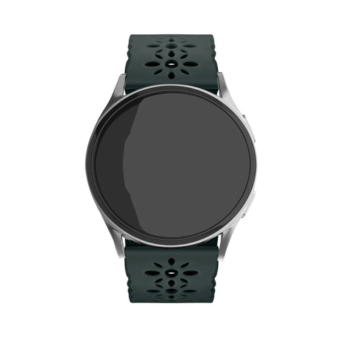 Patterned Silicone Strap, viridian, on a watch, direct front view