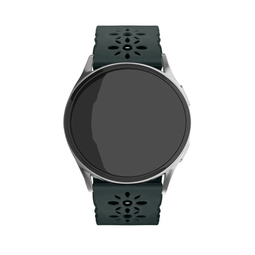 Patterned Silicone Strap, viridian, on a watch, direct front view