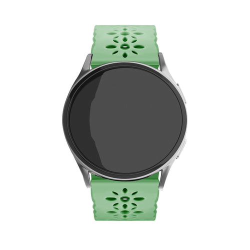 Patterned Silicone Strap, green, on a watch, direct front view