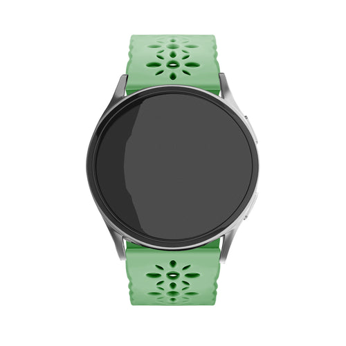 Patterned Silicone Strap, green, on a watch, direct front view