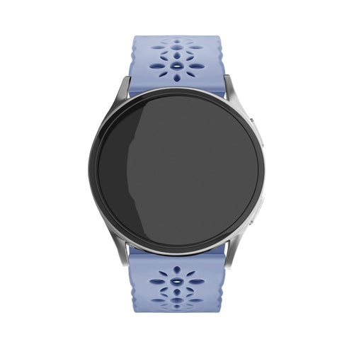 Patterned Silicone Strap, lavender grey, on a watch, direct front view