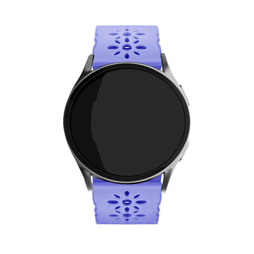 Patterned Silicone Strap, lilac, on a watch, direct front view