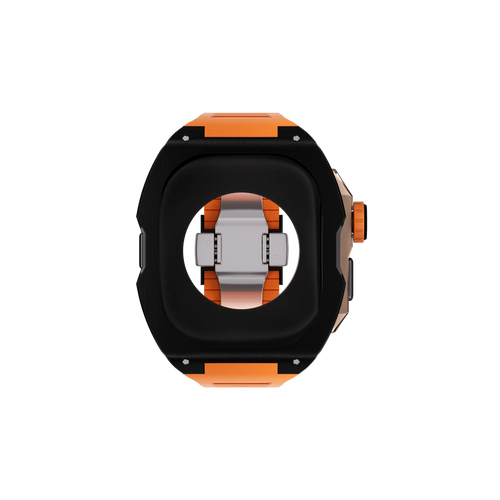 Reqior Apple Watch Ultra Case with Rubber Strap (Black/Orange)