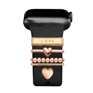 Bracelet smartwatch avec charms - Coeurs (or rose)
