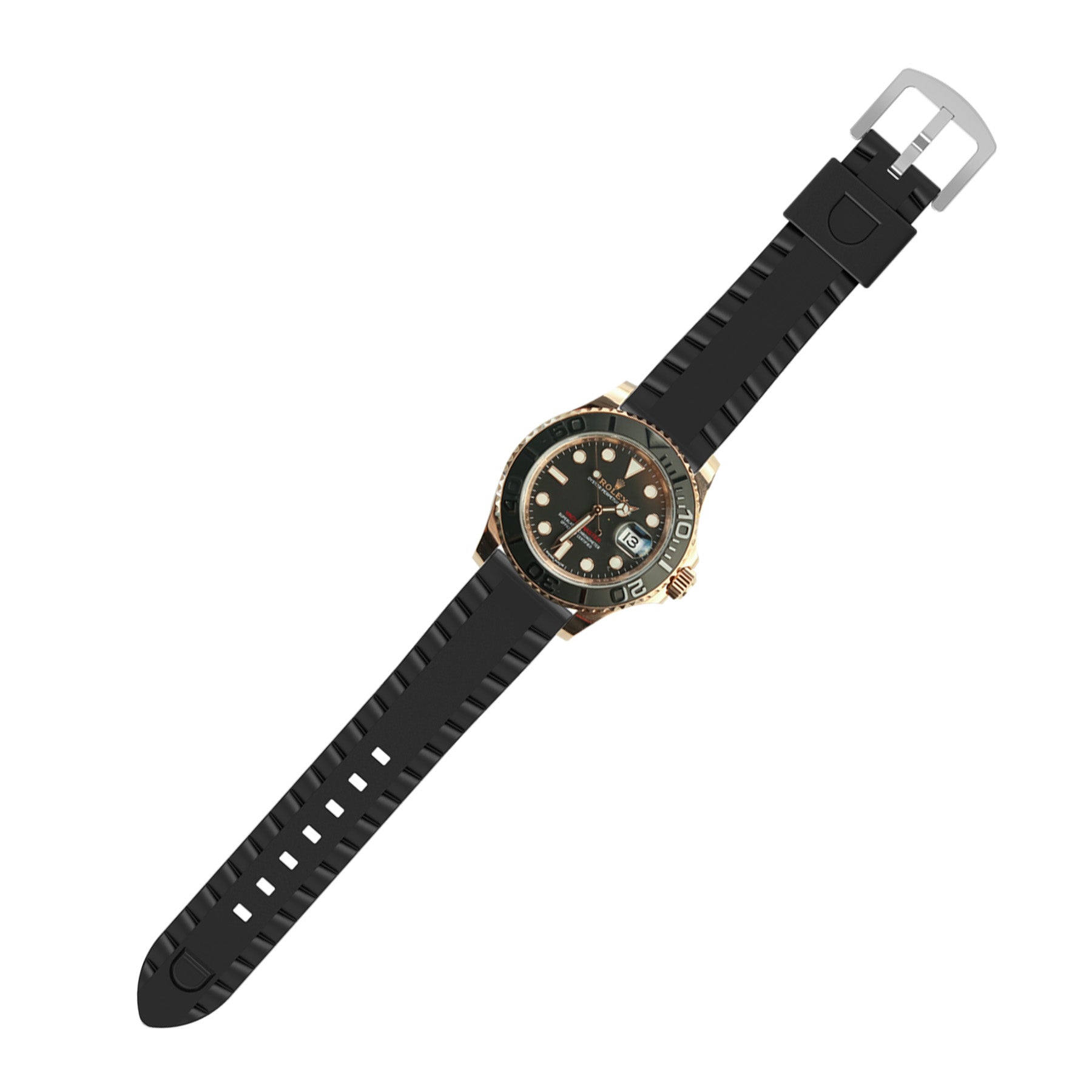 Bracelet silicone ondulé universel 24mm (noir)