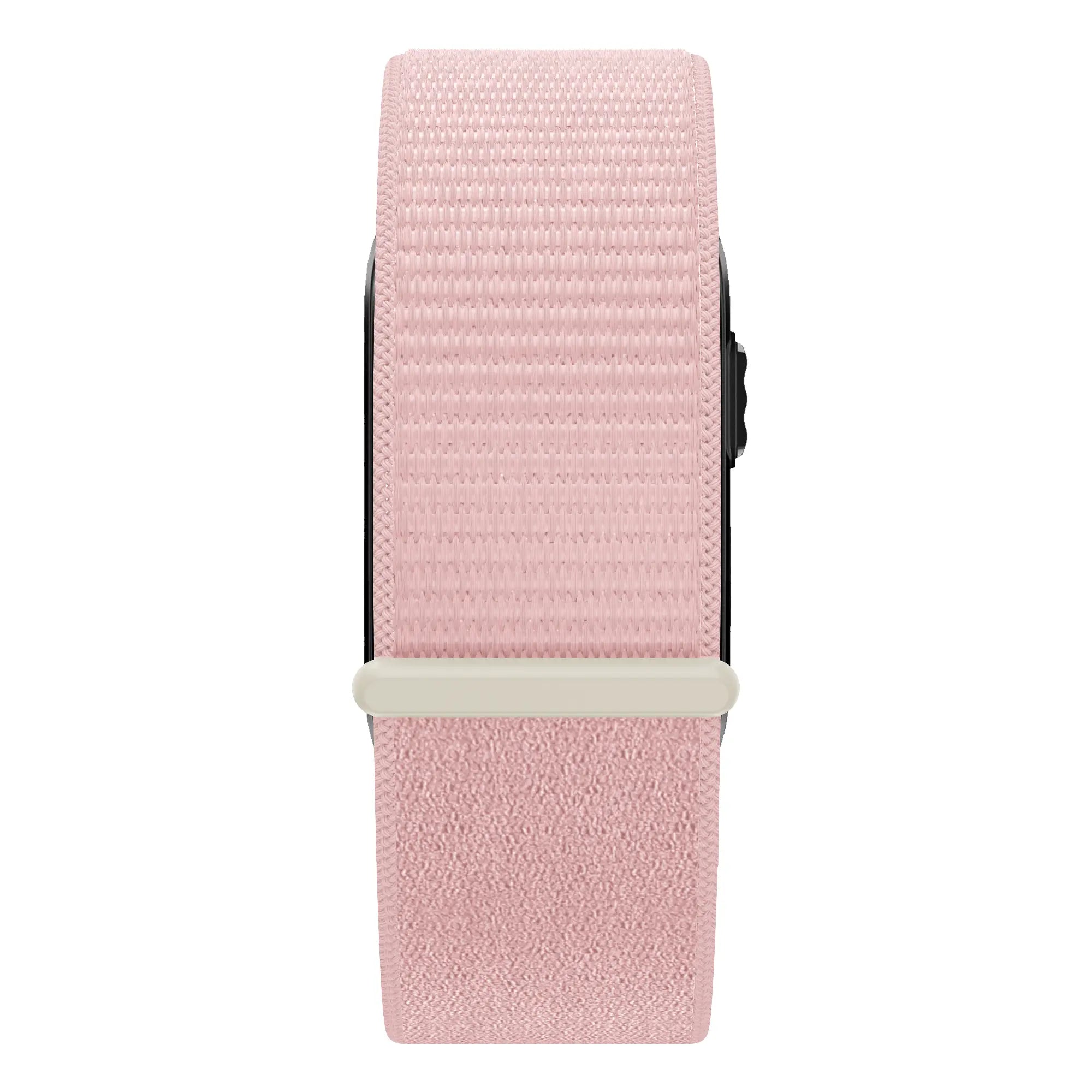 Nylon Strap 'Classic', light pink, on a watch, direct front view