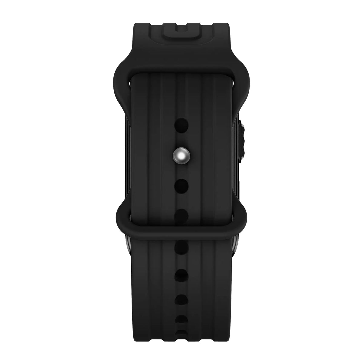 Silicone Strap 'Classic', black, on a watch, direct front view