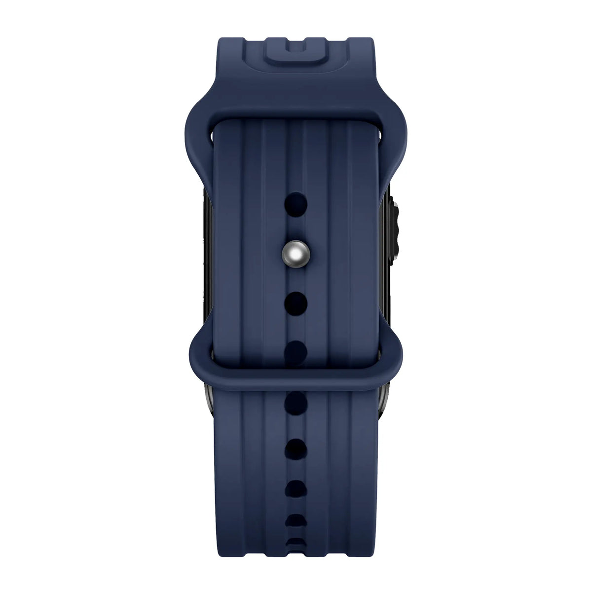 Silicone Strap 'Classic', dark blue, on a watch, direct front view