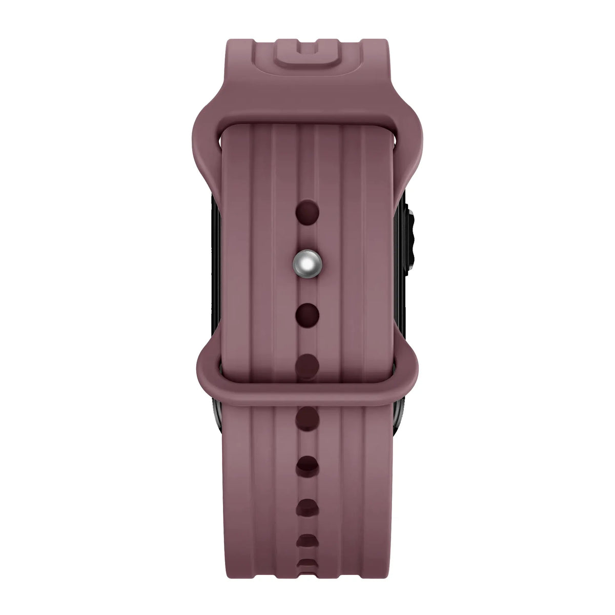 Silicone Strap 'Classic', light plum, on a watch, direct front view