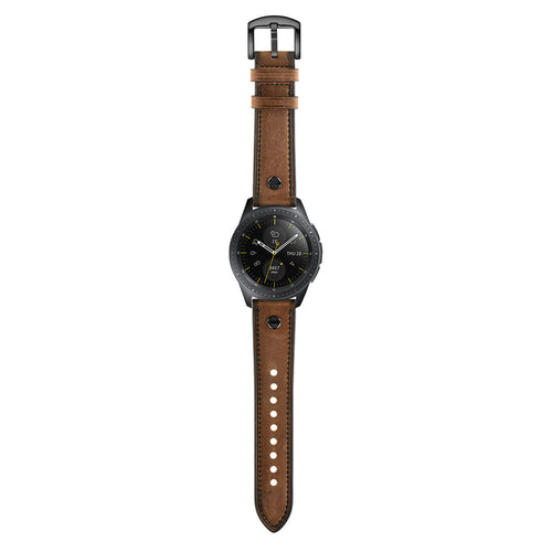 Bracelet cuir avec vis Huawei Watch 5 - 46mm (marron foncé)