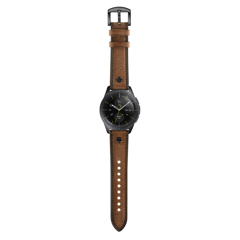 Bracelet cuir avec vis Huawei Watch 5 - 46mm (marron foncé)