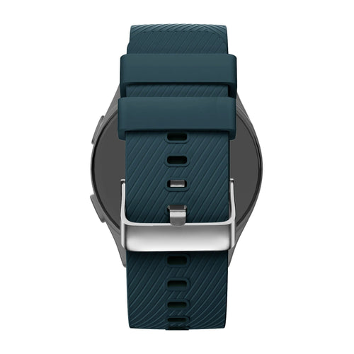 Silicone Strap 'Deluxe', dark green, on a watch, direct front view