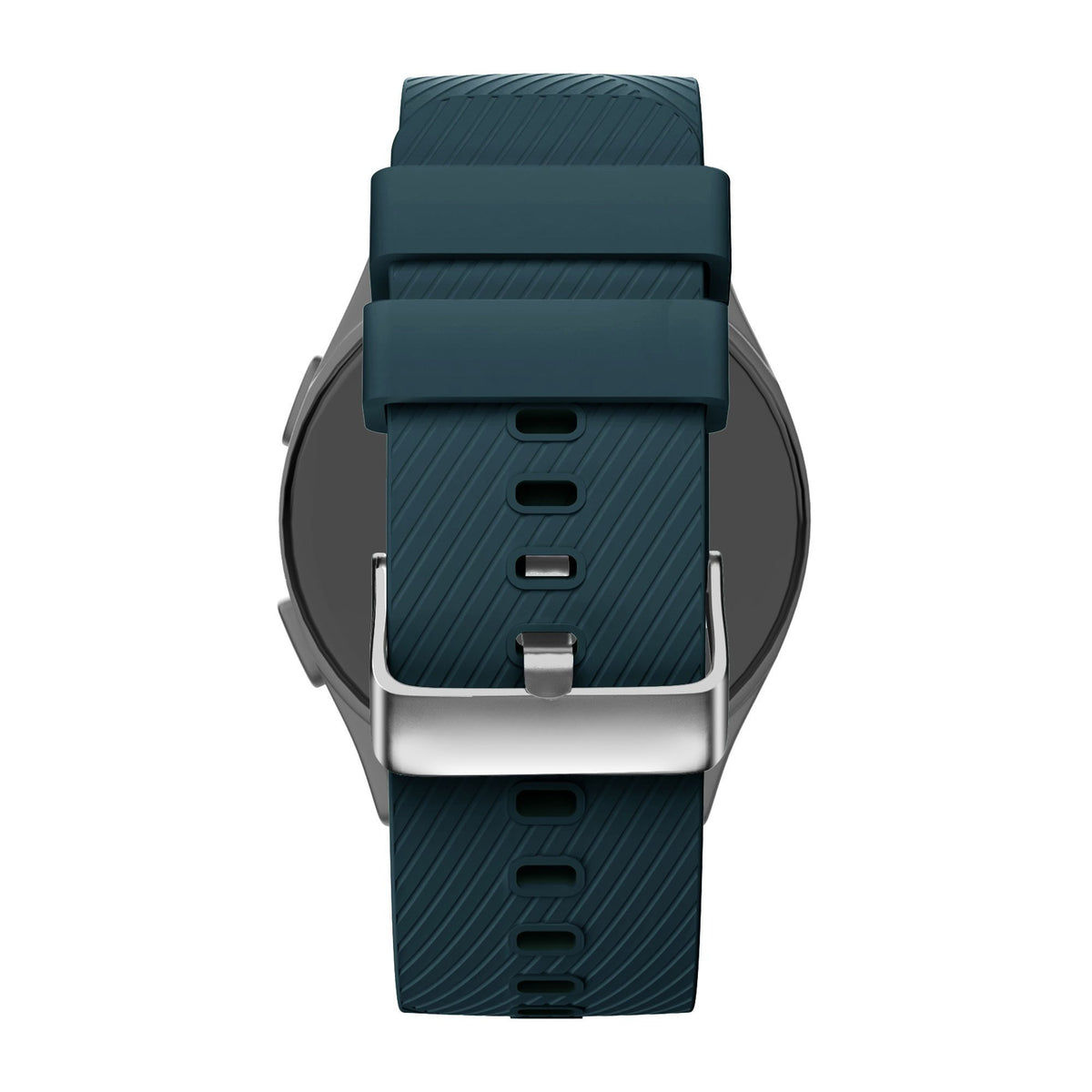 Silicone Strap 'Deluxe', dark green, on a watch, direct front view