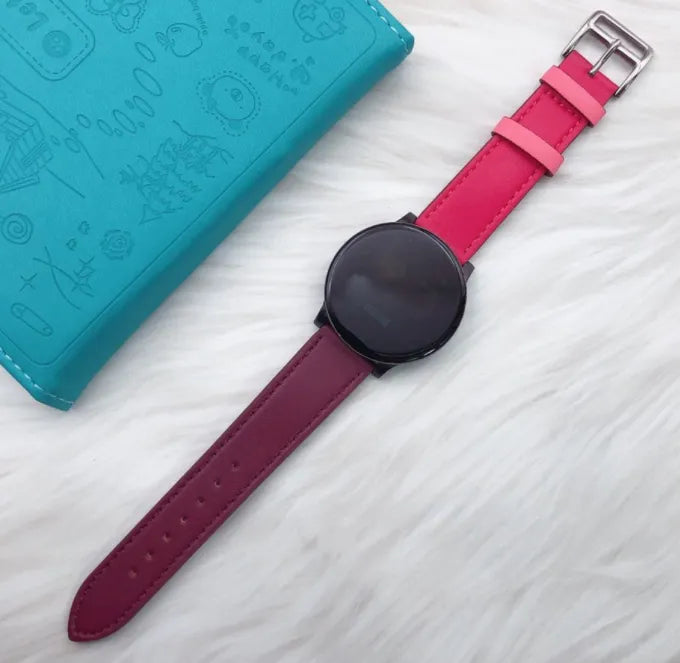 Bracelet cuir Duo Withings Steel HR Sport (rose brillante/marron foncé)