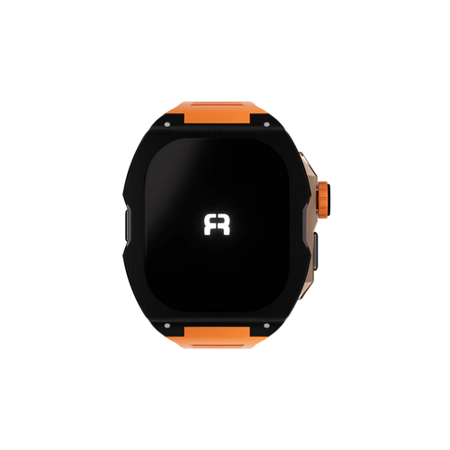 Reqior Apple Watch Ultra Case with Rubber Strap (Black/Orange)