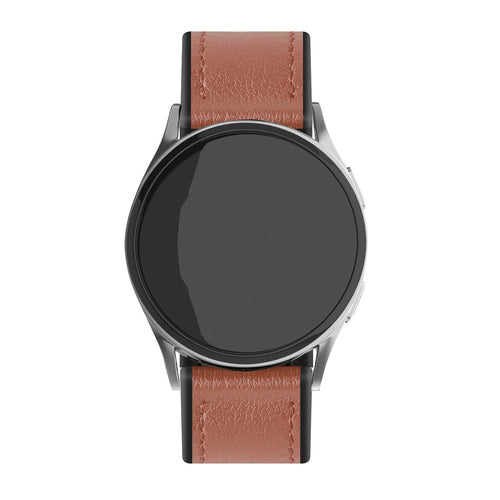 Leather Hybrid Strap, light brown, on a watch, direct front view