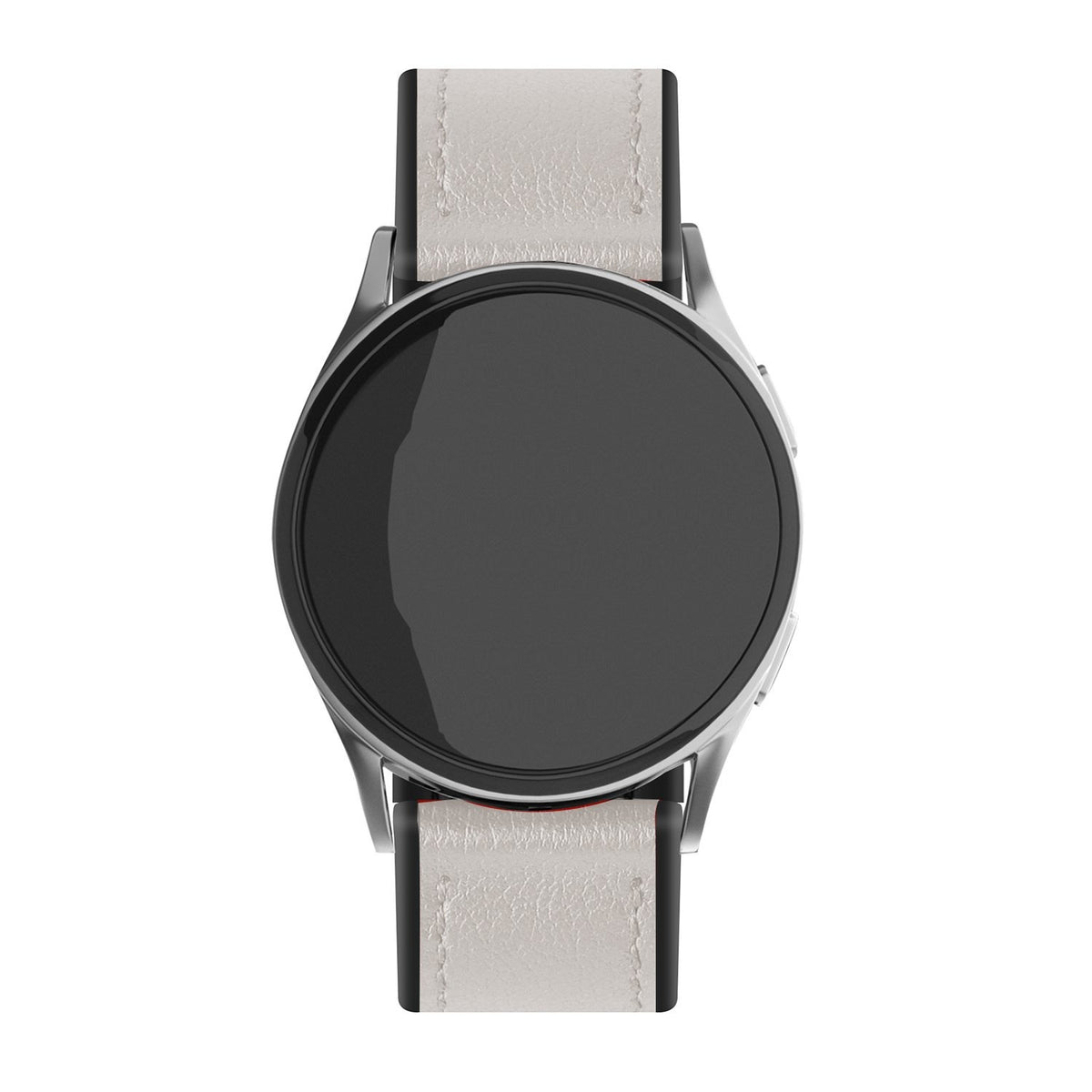 Leather Hybrid Strap, white, on a watch, direct front view