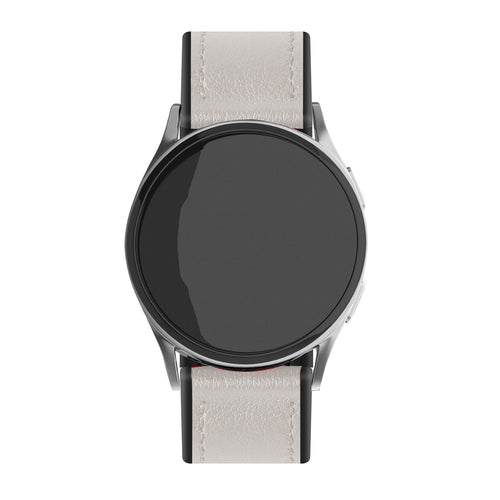 Leather Hybrid Strap, white, on a watch, direct front view