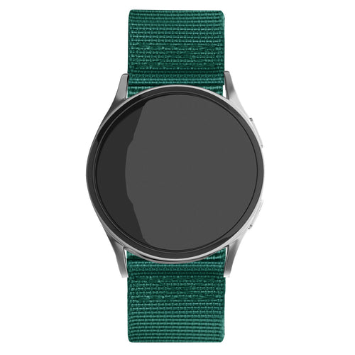 Nylon Buckle Strap, dark green, on a watch, direct front view