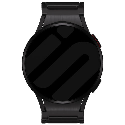 Titanium Strap 'One Push', black, on a watch, direct front view
