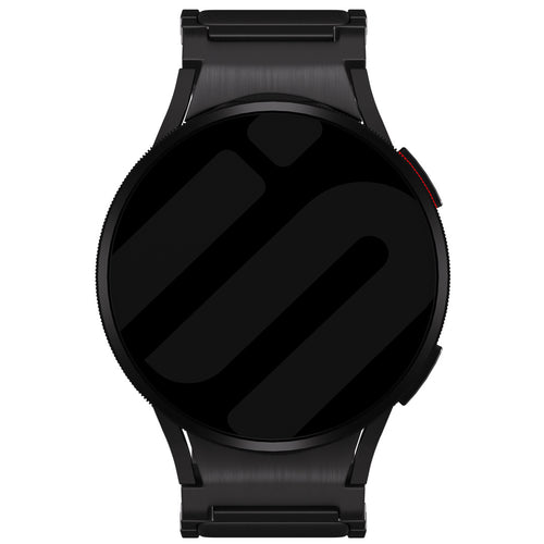 Titanium Strap 'One Push', black, on a watch, direct front view